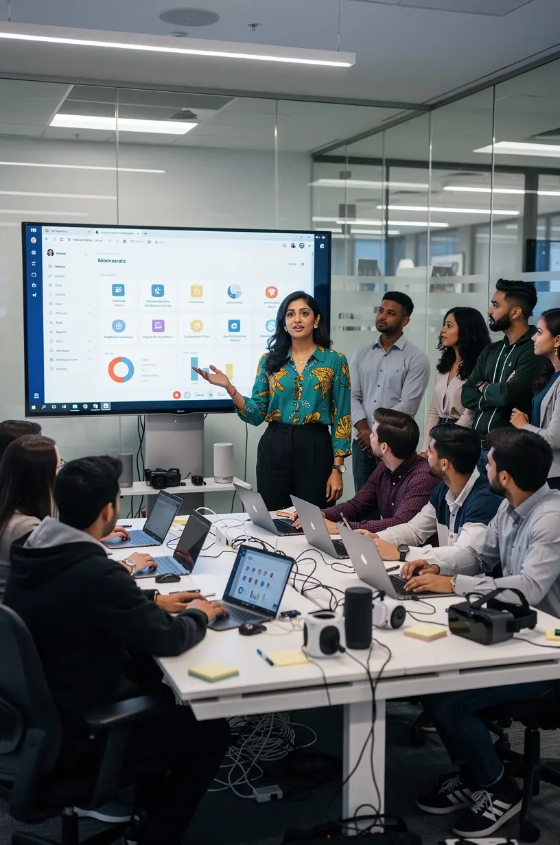 Office team collaborating on workflow improvement strategies.